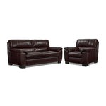 Maddox Leather Sofa and Chair Set - Dark Brown