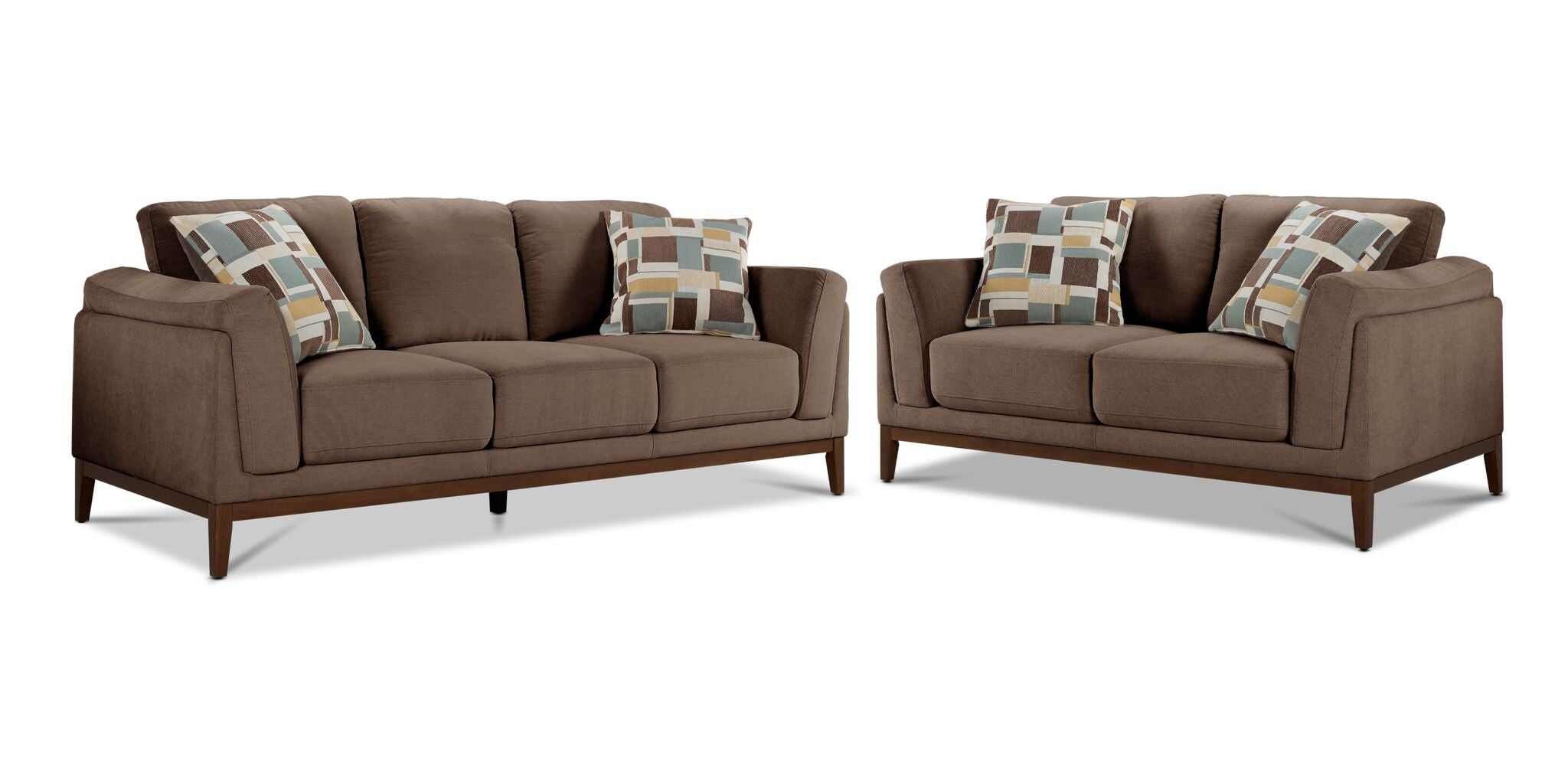 Madrid Sofa and Loveseat Set - Dark Brown