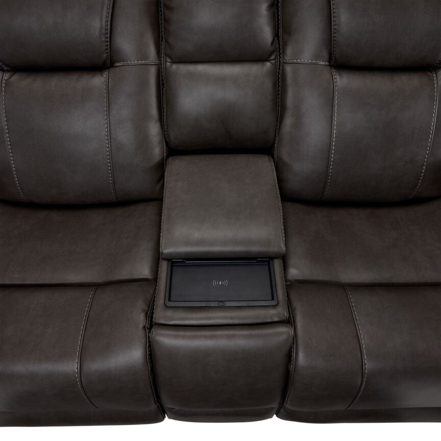 Matrix Triple Power Reclining Loveseat with Console - Smoke