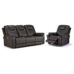 Matrix Triple Power Reclining Sofa and Chair Set - Smoke