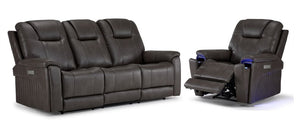 Matrix Ens. Sofa et fauteuil inclinables électriques à triple inclinaison - fumée