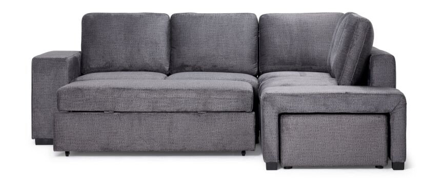 Meadow 3-Piece Sectional with Left-Facing Pop-Up Bed - Grey