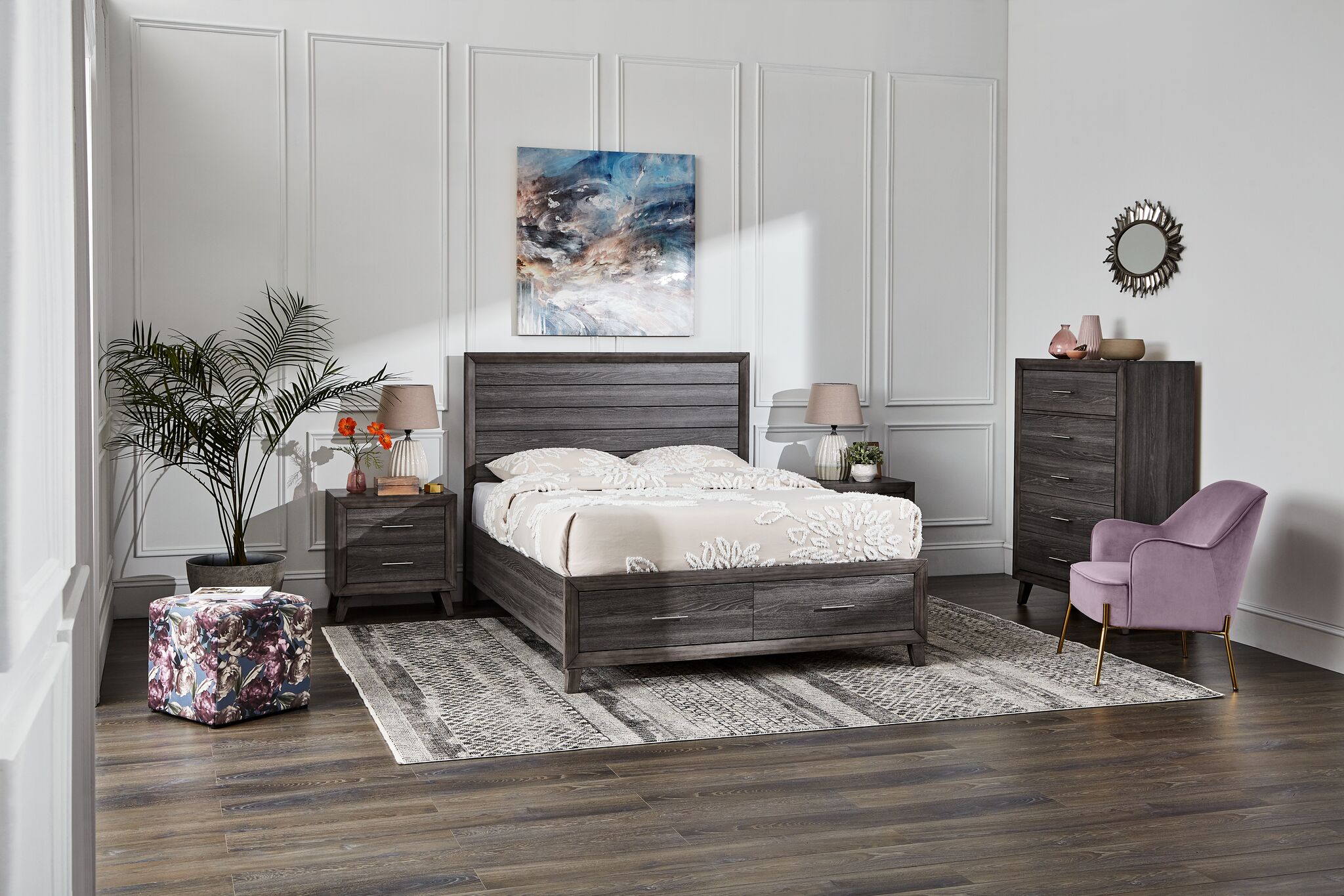 Miller 5-Piece King Storage Bedroom Package - Grey
