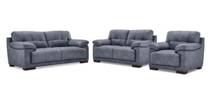 Modena Ens. Sofa, causeuse et fauteuil – bleu