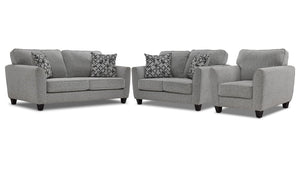 Moncton Ens. Sofa, causeuse et fauteuil – gris pâle