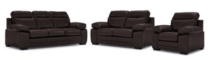 Morrison II Ens. Sofa, causeuse et fauteuil en cuir - brun