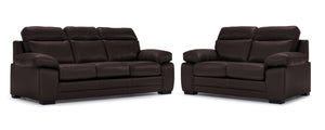 Morrison II Ens. Sofa et causeuse en cuir - brun