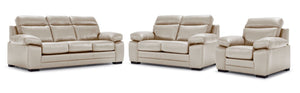 Morrison II Ens. Sofa, causeuse et fauteuil en cuir - beige