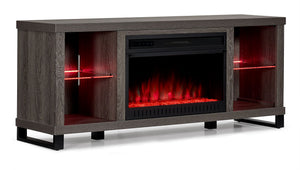 Neelam Base télé avec foyer 60 po - gris pâle