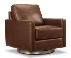 Nevada Fauteuil pivotant en cuir - brun