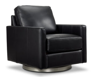 Nevada Fauteuil pivotant en cuir - noir