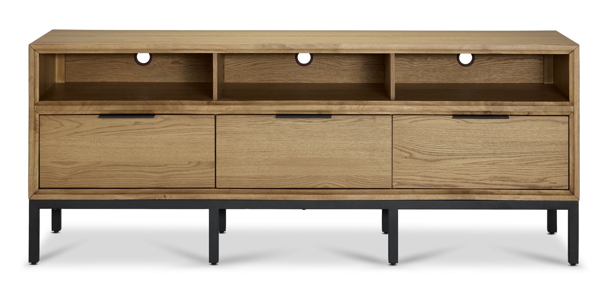 Feeling Connected - Newport 70" TV Stand - Oak and Black