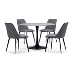 Nyla 5-Piece Sintered Stone Round Dining Set - White, Black, Grey