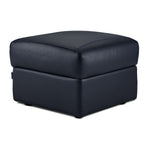 Orlando-Ray Leather Storage Ottoman - Navy Blue
