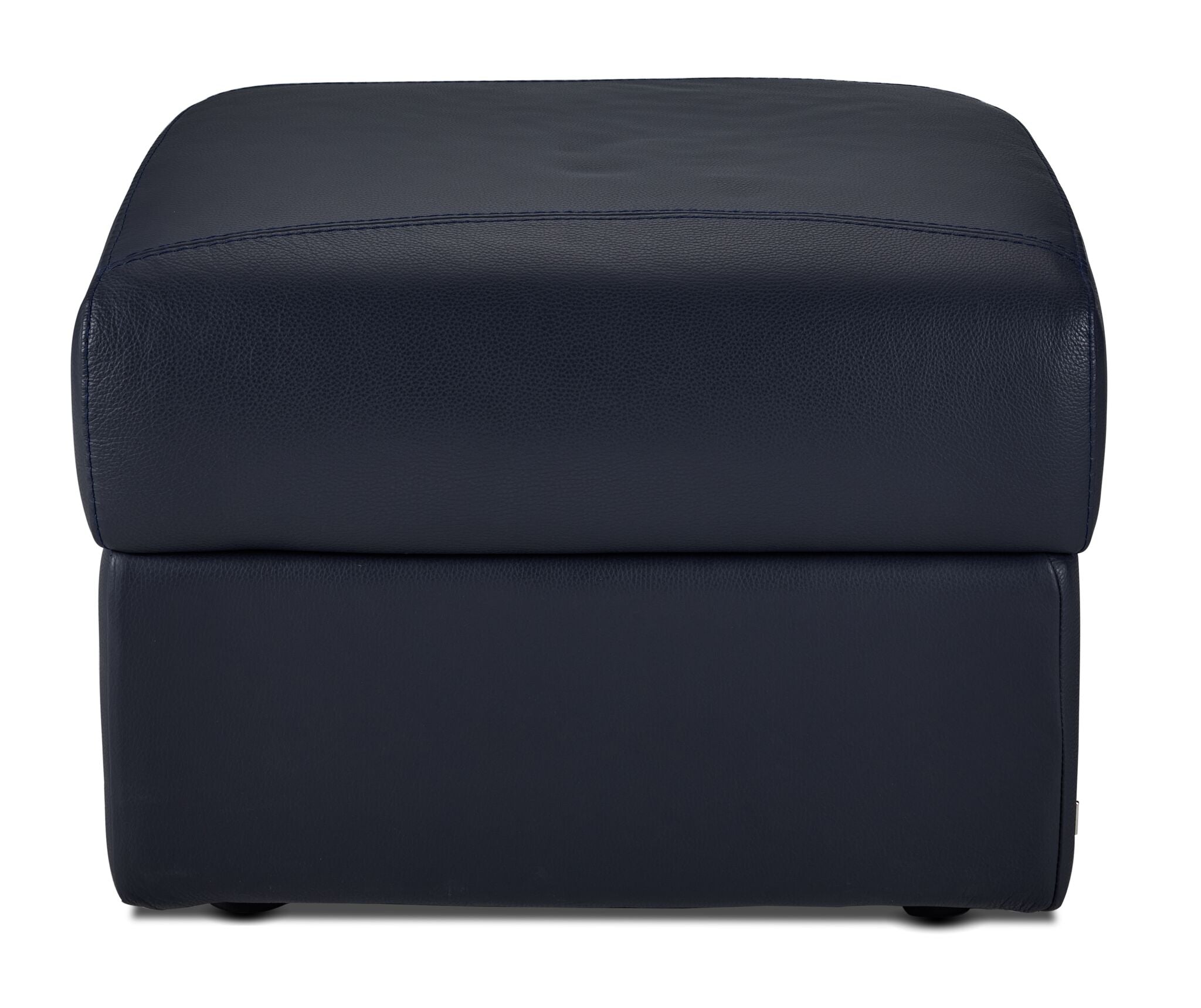 Orlando-Ray Leather Storage Ottoman - Navy Blue