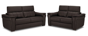 Orlando-Ray Ens. Sofa et causeuse en cuir – chocolat