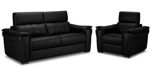 Orlando-Ray Ens. Sofa et fauteuil en cuir – noir