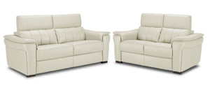Orlando-Ray Ens. Sofa et causeuse en cuir – blanc