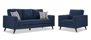 Orleans Ens. Sofa et fauteuil – bleu
