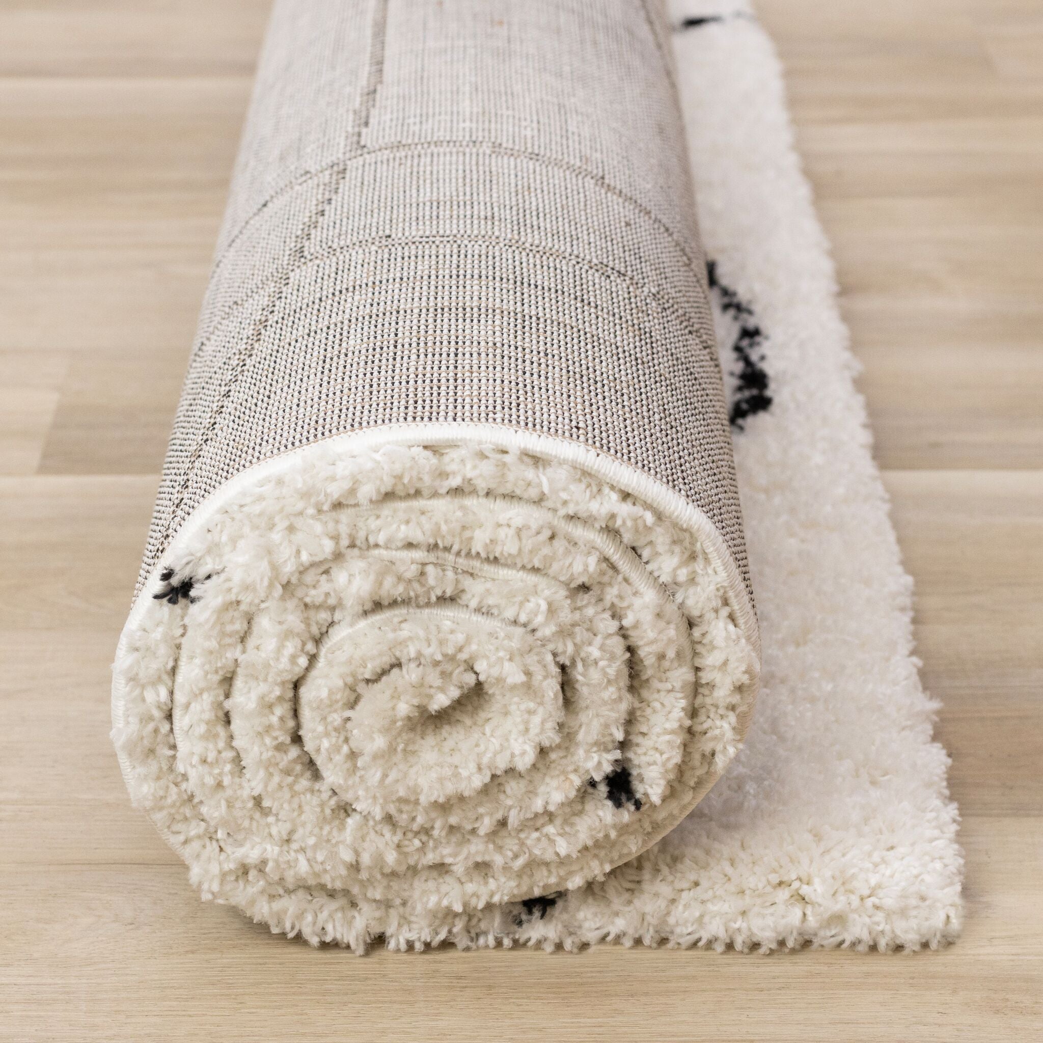 Pace 6'7" x 9'6" Outlinded Shapes Area Rug - Cream, Black