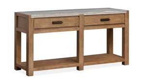 Plum Creek Table console 56po avec dessus en marbre – brun sierra