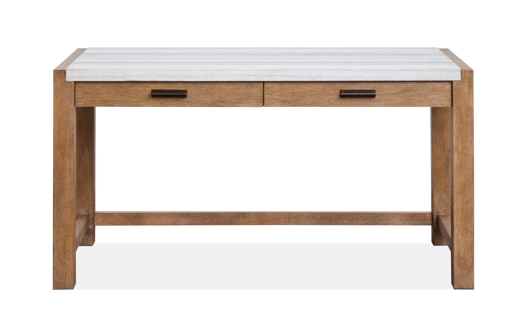 Plum Creek writing desk with crystal wood grain marble top and oil-rubbed bronze hardware