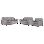 Raphael Leather Sofa, Loveseat and Chair Set - Cloud Grey