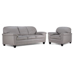 Raphael Leather Sofa and Chair Set - Cloud Grey