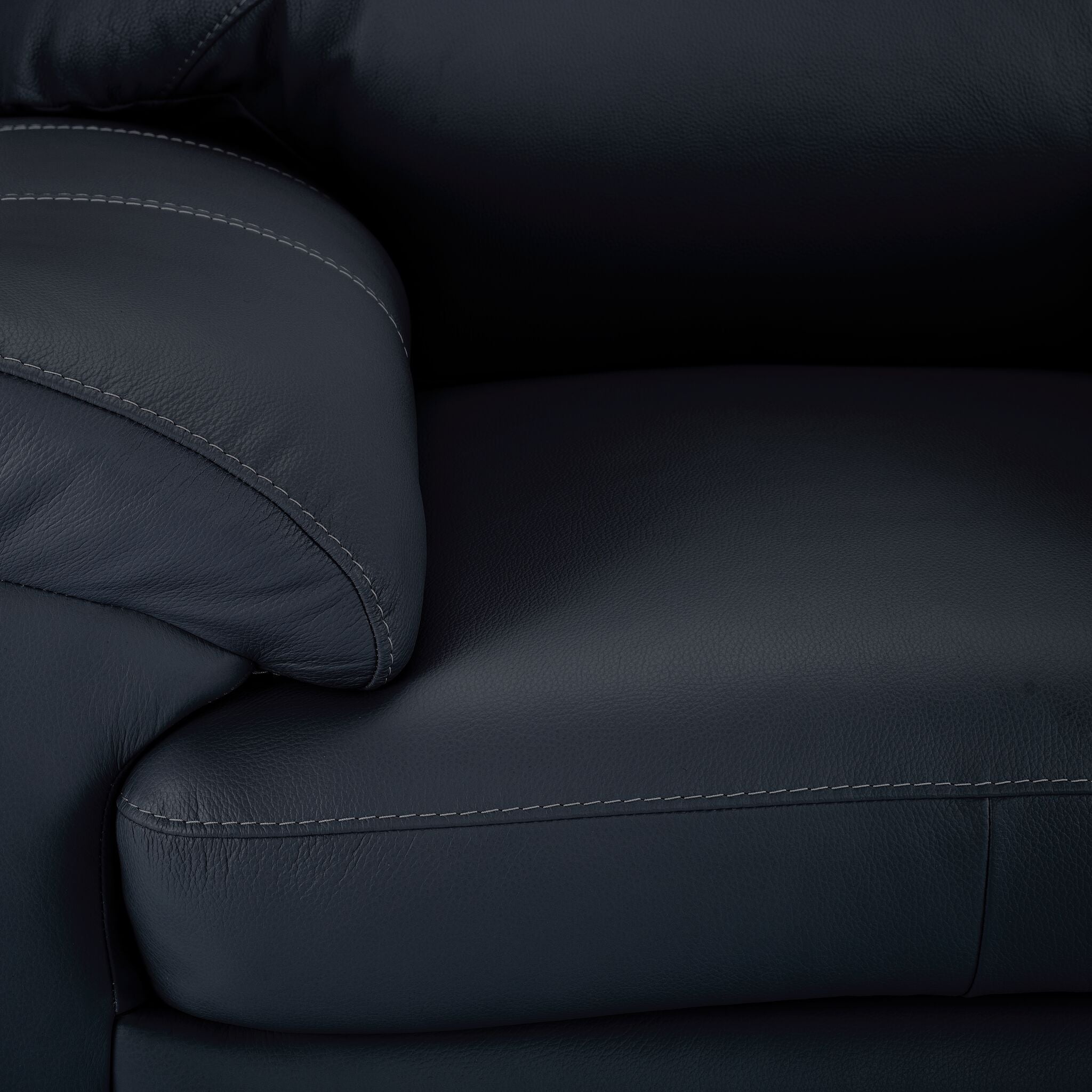 Raphael Leather Sofa, Loveseat and Chair Set - Navy