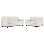 Raphael Leather Sofa and Loveseat Set - Silver Grey