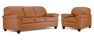 Raphael Ens. Sofa et fauteuil en cuir – brun cuivré