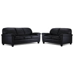 Raphael Leather Sofa and Loveseat Set - Raven