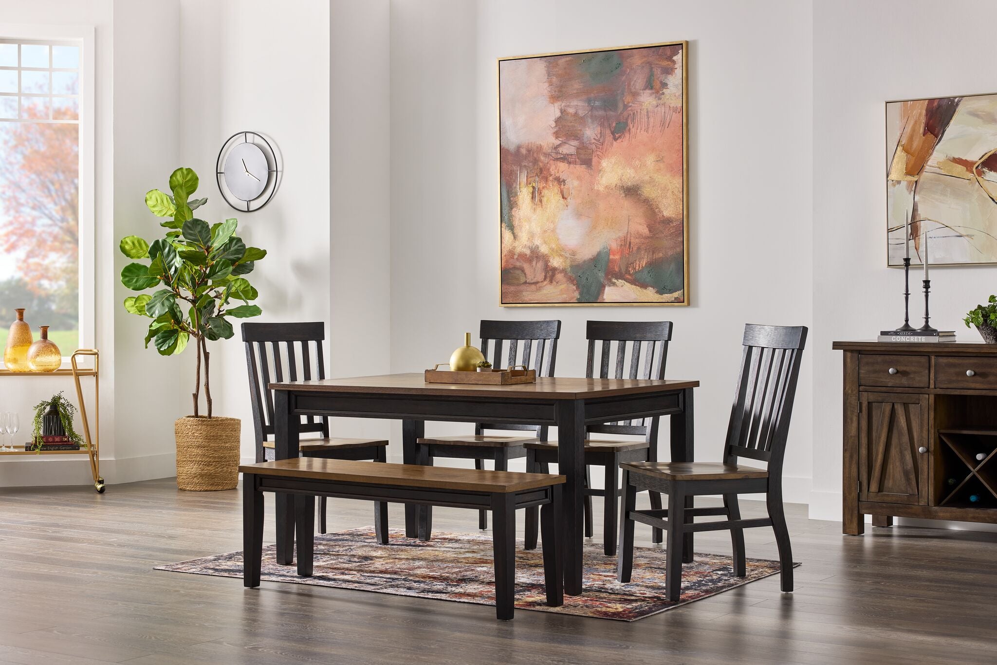 Caylie Noir 6-Piece Dining Set - Ebony, Driftwood