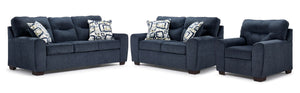 Mackay Ens. Sofa, causeuse et fauteuil - bleu