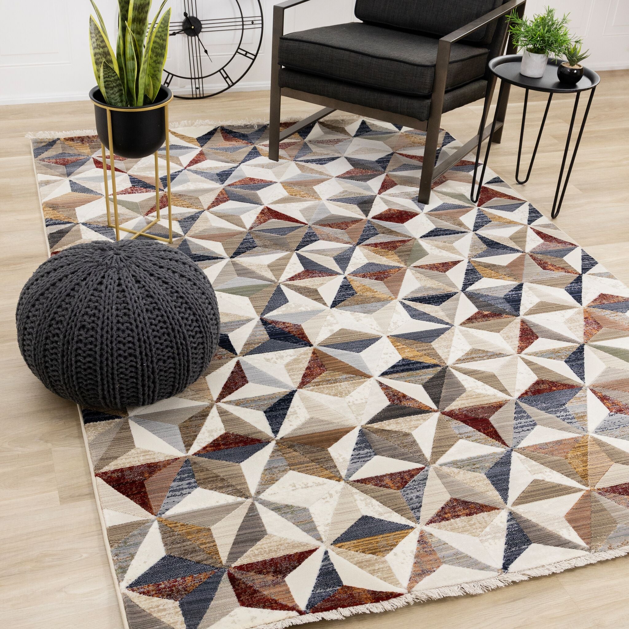 Sierra Prism 5'3" x 7'10" Geometric Star Area Rug - Cream