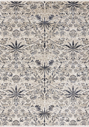 Midnight Garden Tapis (5,3 pi X 7,10 pi) motif orné de feuille – crème