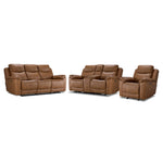 Santa Fe Power Reclining Sofa, Loveseat and Chair Set - Copper