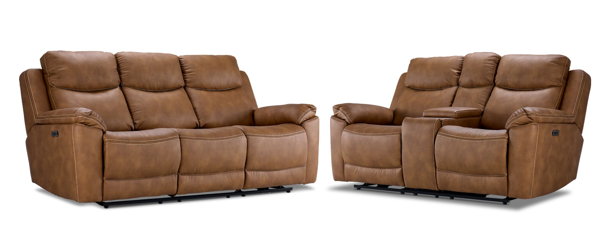 Santa Fe Power Reclining Sofa and Loveseat Set - Copper