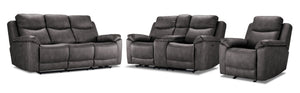 Santa Fe Ens. Sofa, causeuse et fauteuil inclinables électriques - graphite