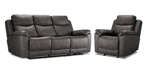 Santa Fe Ens. Sofa et fauteuil inclinables électriques - graphite