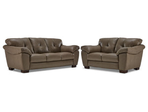 Sloan II Ens. Sofa et causeuse en cuir – chocolat