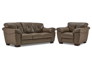 Sloan II Ens. Sofa et fauteuil en cuir – chocolat