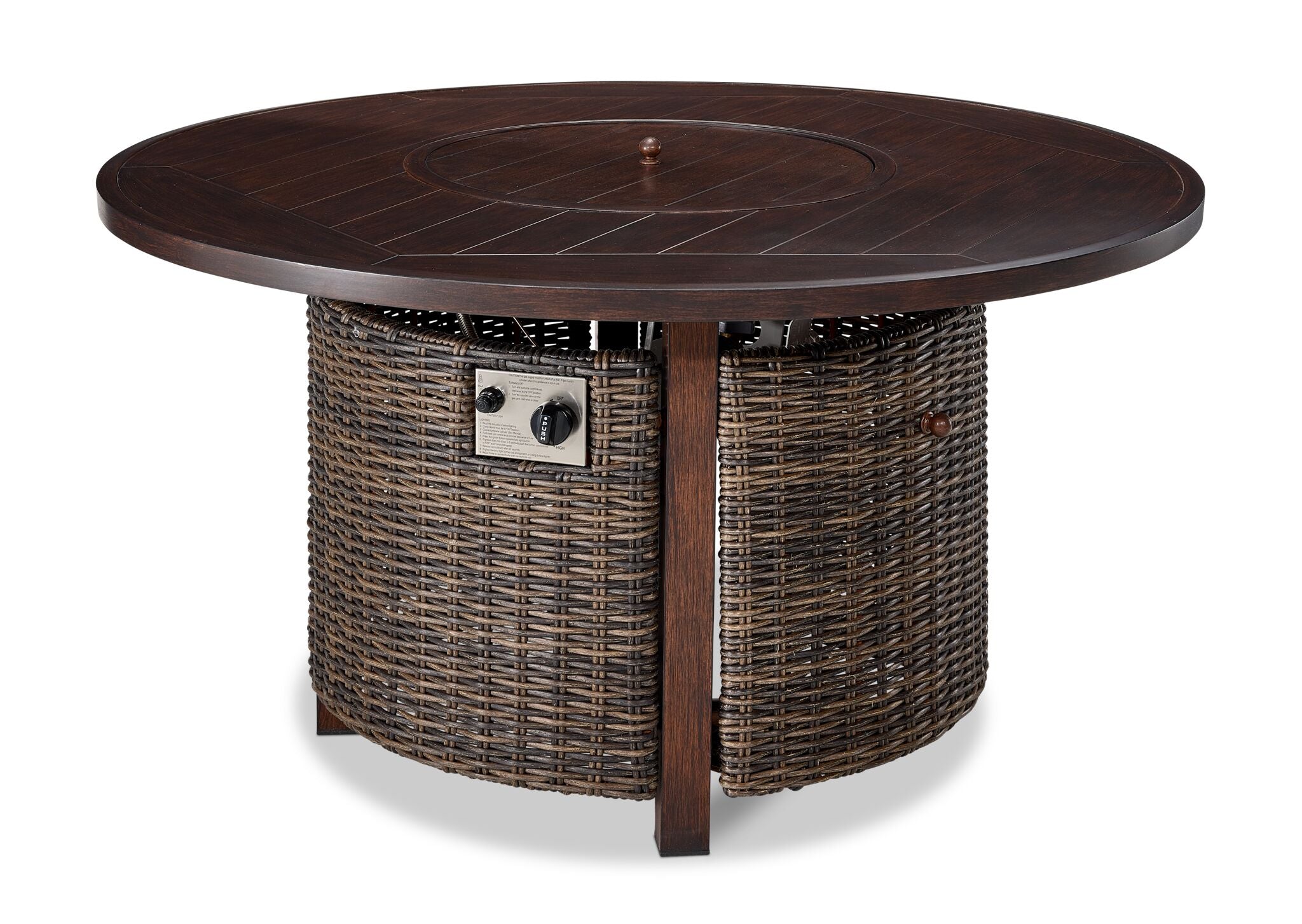 Solstice 2-Piece Outdoor Round Fire Table - Antique Brown