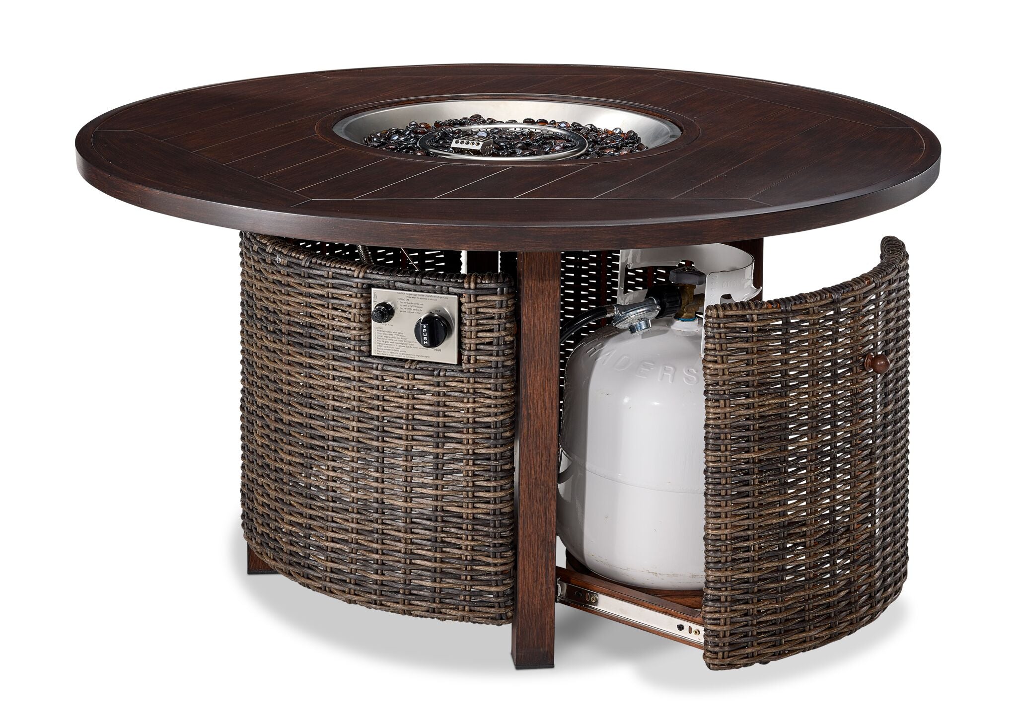 Solstice 2-Piece Outdoor Round Fire Table - Antique Brown