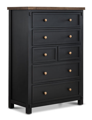 Stormy Ridge Commode 6 tiroirs - noir ardoise, chicorée