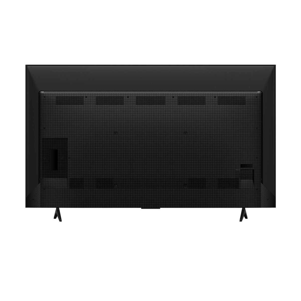 Rear view of the TCL 65-inch M8L Series 4K UHD HDR Mini-LED Smart TV with Google TV showing the black back panel and two feet