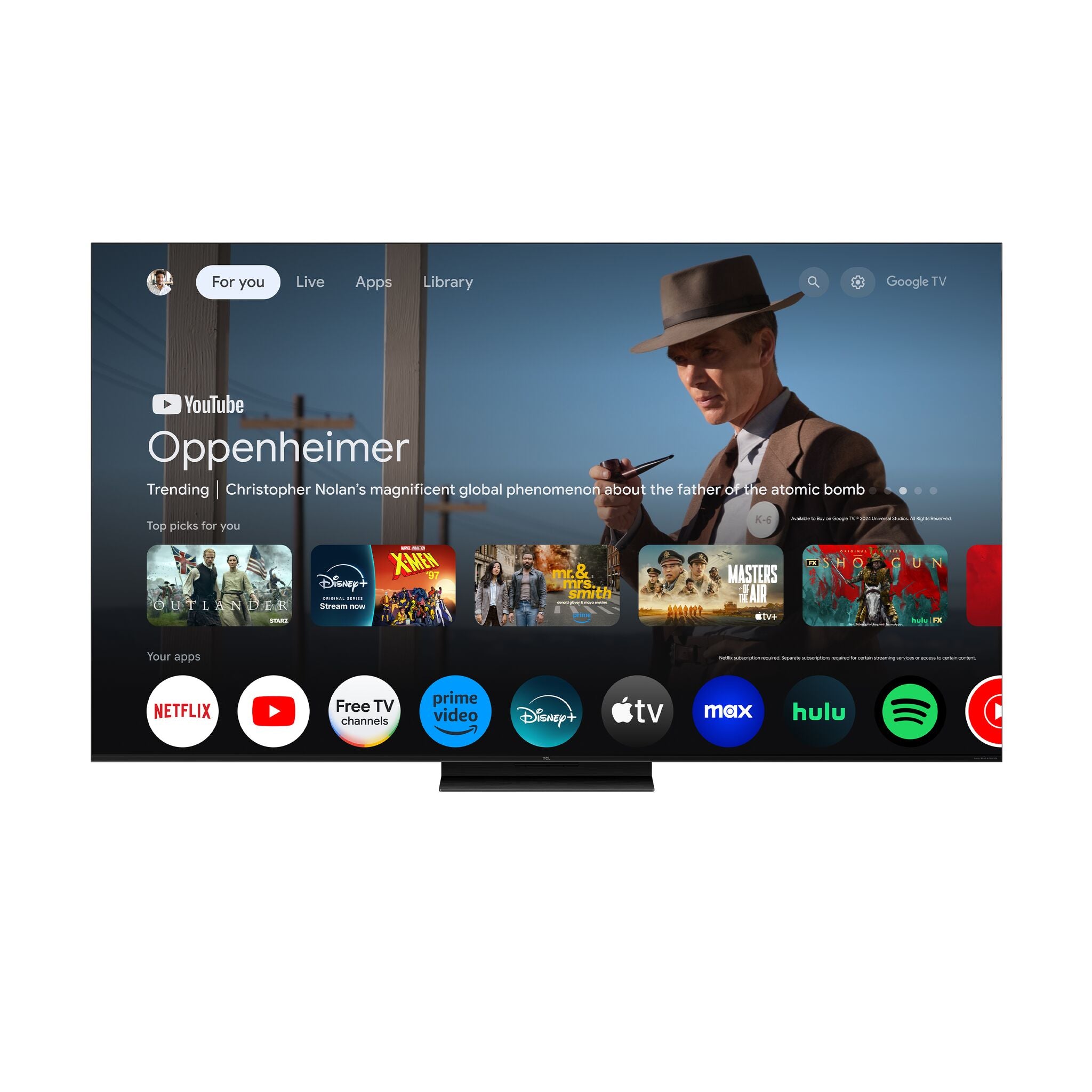 TCL 85" QM7K Series 4K UHD HDR QD-Mini LED Smart TV with Google TV – 85QM7K
