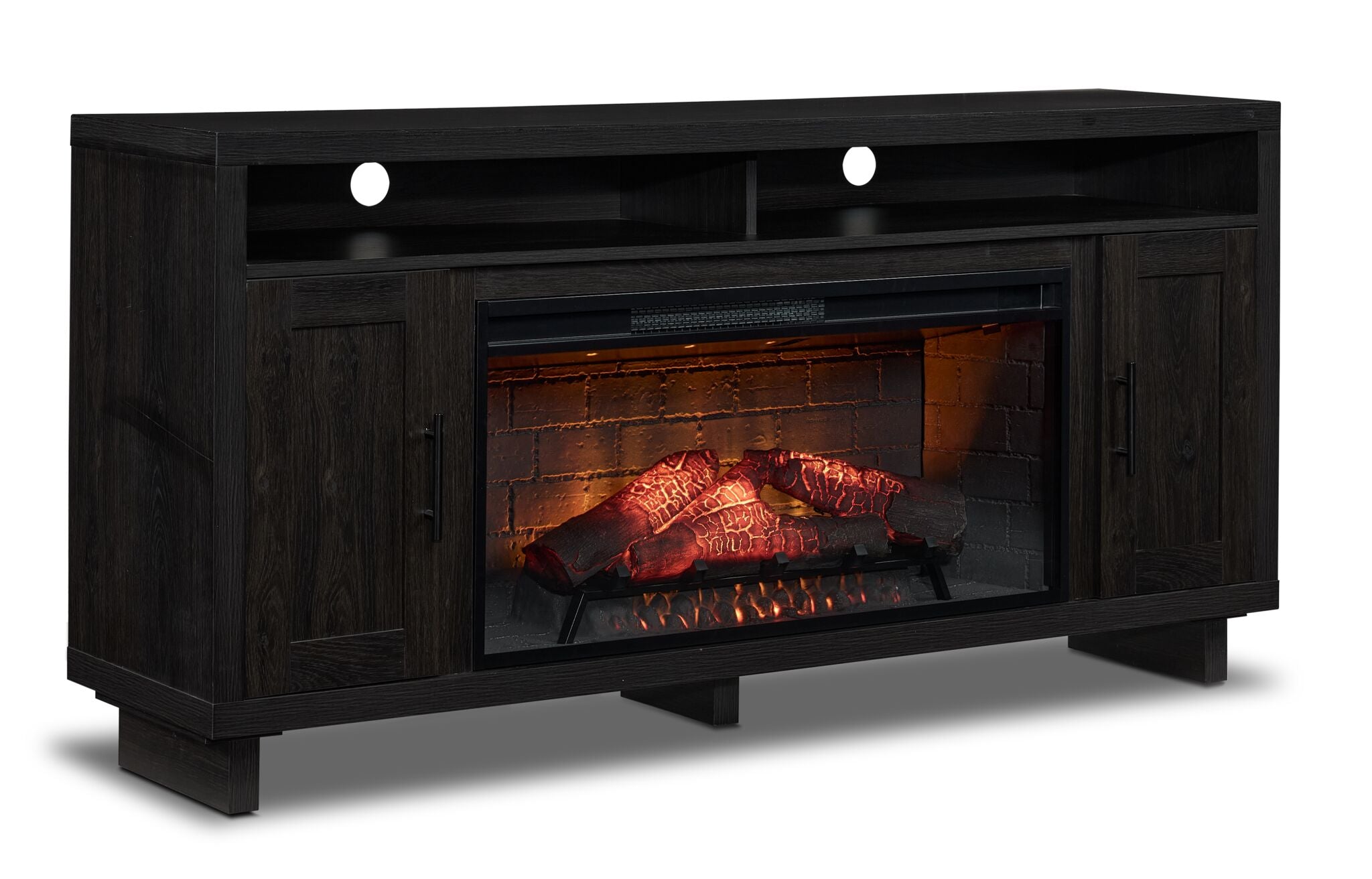 Tessan 3-Piece Fireplace Entertainment Wall Unit – Dark Grey, Brown