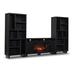 Tessan 3-Piece Fireplace Entertainment Wall Unit – Dark Grey, Brown
