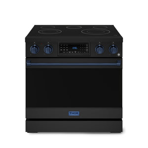 Thor Kitchen Série Gordon Ramsay Cuisinière électrique professionnelle autonome 6,0 pi³ acier inoxydable noir RSE36B-BLU